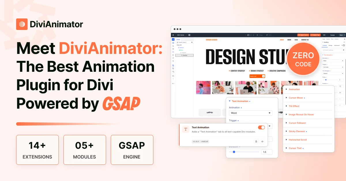 meet DiviAnimator the best animation plugin for divi powered by gsap